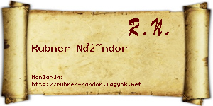 Rubner Nándor névjegykártya